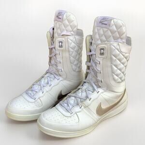 NIKE Legends - Quilted Boot Sneakers- Women's 10 - White Leather 333891-101